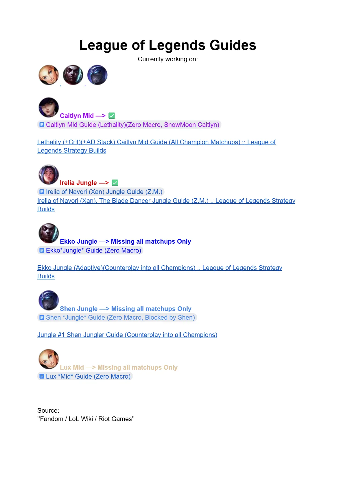 Zero Macro Guide Network (Page 1 Champs)